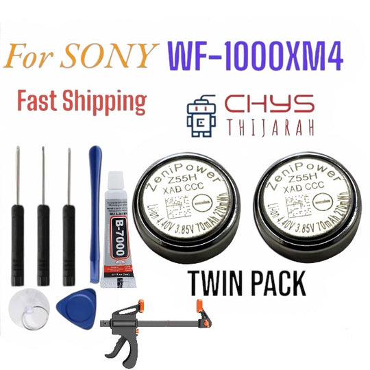 Z55H battery twin pack with tools, clamp and glue for Sony WF-1000XM4 by Chys Thijarah