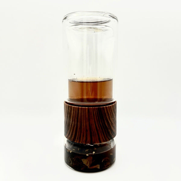 Tea separated double-layered Insulated glass tumbler with Wood Color - Chys Thijarah