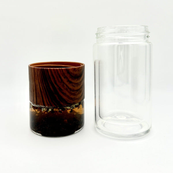 Tea separated double-layered Insulated glass tumbler with Wood Color - Chys Thijarah