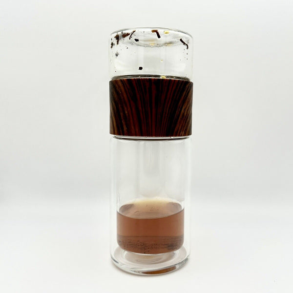 Tea separated double-layered Insulated glass tumbler with Wood Color - Chys Thijarah