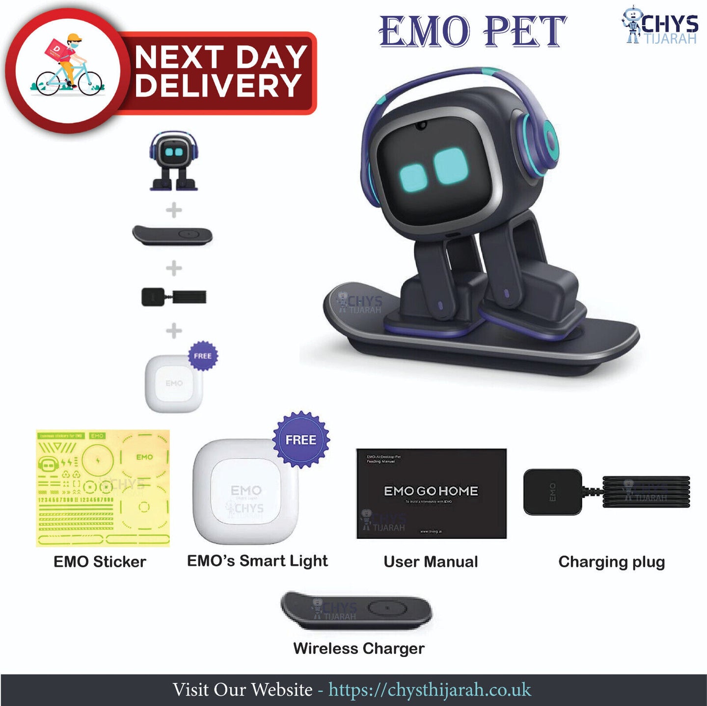 EMO pet  Living AI- desktop pet robot (Brand new SEALED) + Light + Stickers - Chys Thijarah