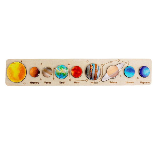 Wooden Solar System Puzzle Montessori Educational Toy Space Puzzle Kids Gifts - Chys Thijarah