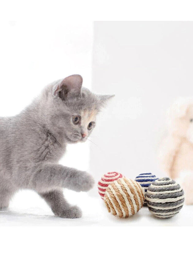 Cat Pet Sisal Rope Woven Ball Chewing Rattle Scratching Toy - Chys Thijarah