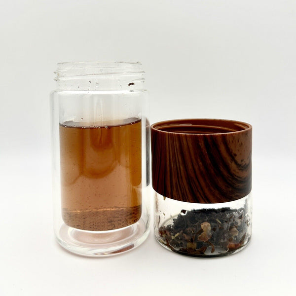 Tea separated double-layered Insulated glass tumbler with Wood Color - Chys Thijarah