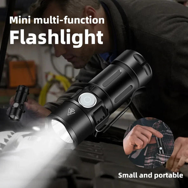 Mini Torch LED Rechargeable Flashlight High Power CampingTorch with Tail Magnet - Chys Thijarah