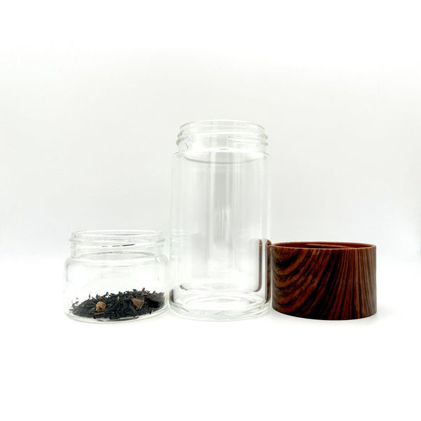 Tea separated double-layered Insulated glass tumbler with Wood Color - Chys Thijarah