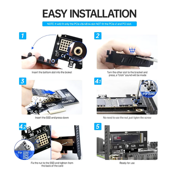 JEYI M.2 NVME to PCIE X16 4.0 3.0 SSD Adapter, 64Gbps EXPANSION CARD - Chys Thijarah