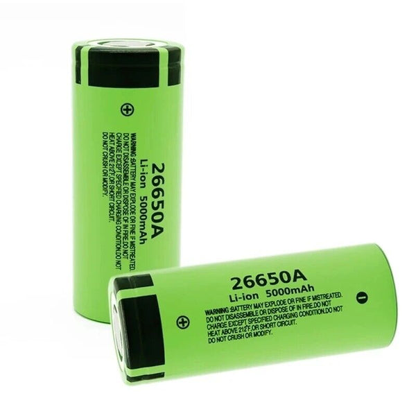 2* Battery For Panasonic 26650A 3.7V 5000mAh High Capacity 26650 battery - Chys Thijarah