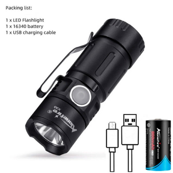 Mini Led Flashlight Magnet Usb Rechargeable X30 5W LED portable 16340 battery - Chys Thijarah