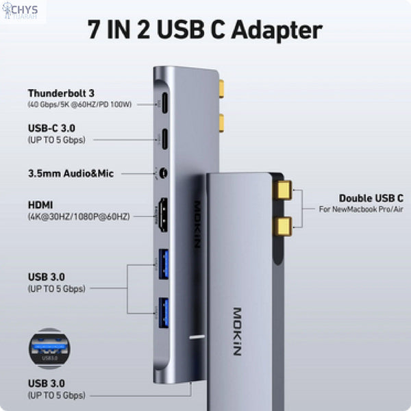 MOKiN 7 in 2 USB C Adapter for MacBook Pro/Air M1M2 2022 2021 2020 13" 15" 16" - Chys Thijarah