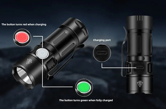 Mini Torch LED Rechargeable Flashlight High Power CampingTorch with Tail Magnet - Chys Thijarah