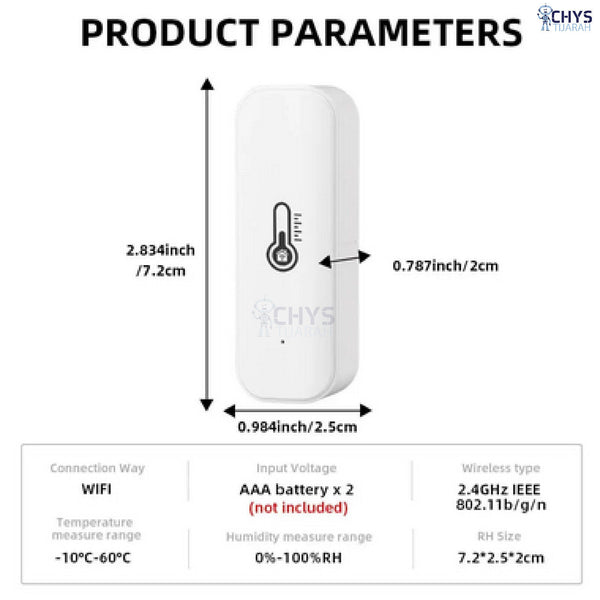 Tuya WiFi Temperature and Humidity Sensor Indoor For Alexa Google Home Voice - Chys Thijarah