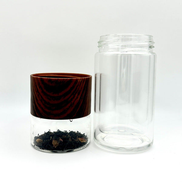 Tea separated double-layered Insulated glass tumbler with Wood Color - Chys Thijarah