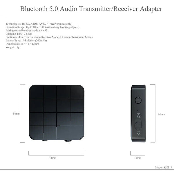 Bluetooth 5.0 Audio Receiver Transmitter 2 IN 1 RCA 3.5MM AUX Jack USB Dongle - Chys Thijarah