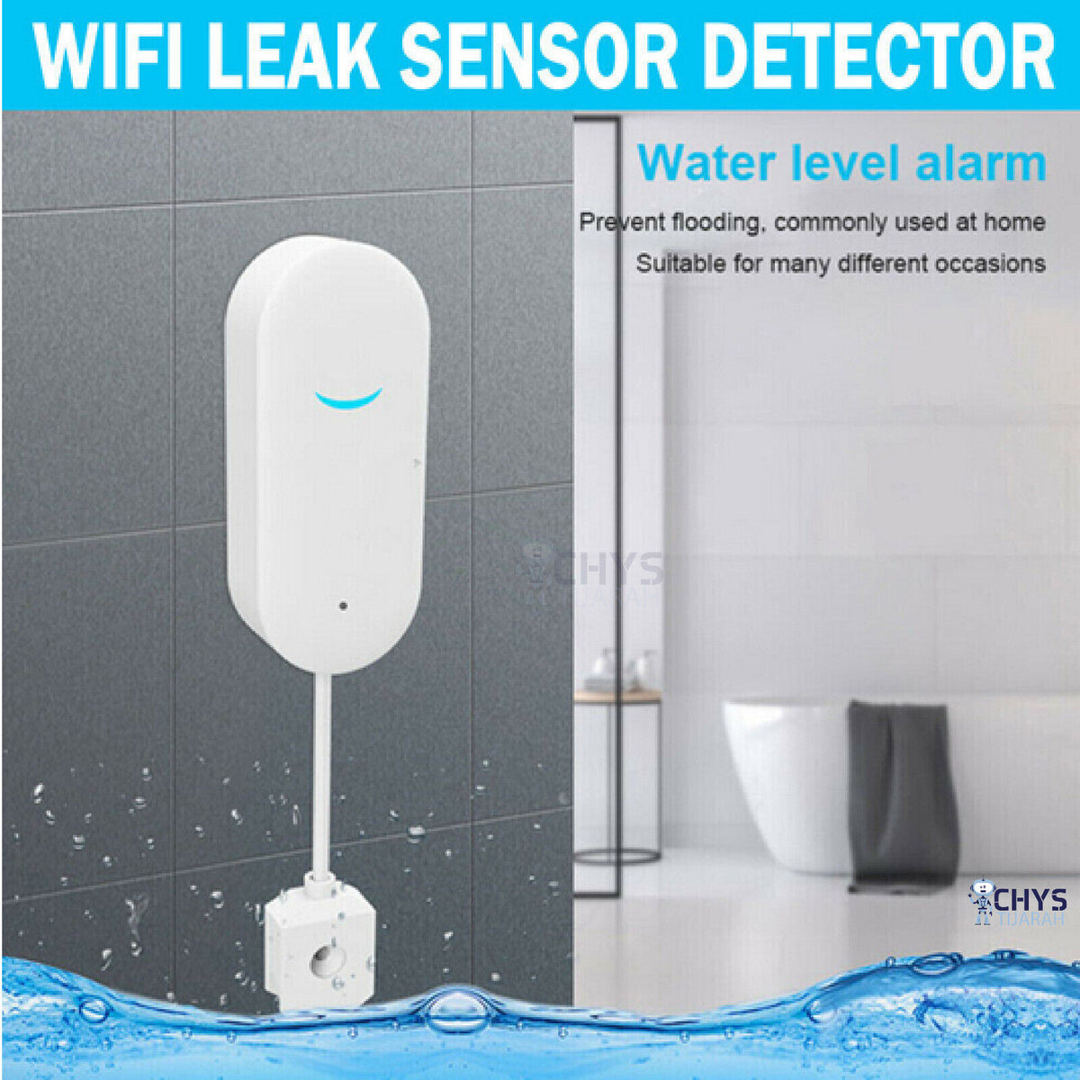 Smart Overflow Sensor Smart WiFi Water Leak Sensor Flood Tuya Leakage Level Overflow Detecto