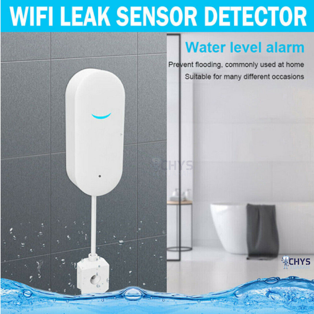 Smart WiFi Water Leak Sensor Flood Tuya Leakage Level Overflow Detector Alarm - Chys Thijarah