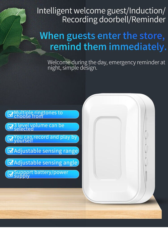 Wireless Guest Welcome Chime Door Alarm Bell PIR Motion Sneosr for home/Shop - Chys Thijarah