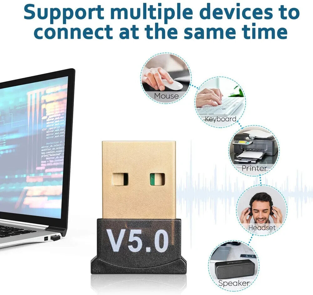 Wireless 5.0 USB Adapter for Computer PC Laptop  Receiver Audio Bluetooth Dongle - Chys Thijarah