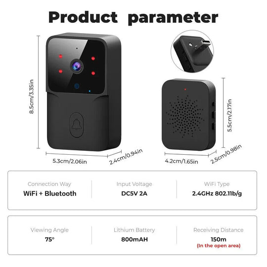 WiFi Doorbell Home Tuya WiFi Wireless Doorbell DC AC Battery Powered Camera Bell - Chys Thijarah