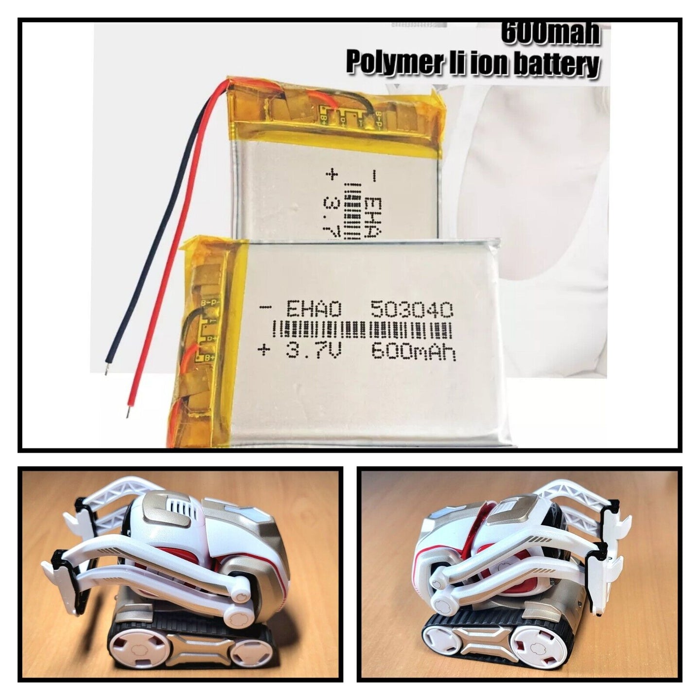 COZMO ROBOT BATTERY  REPLACEMENT / UPGRADE   3.7V 503040 600mAh Li-ion Polymer - Chys Thijarah