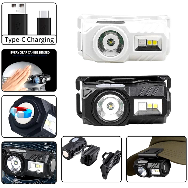 8LED Rechargeable Cap Clip-on Head Lamp Headlight Hat Sensor Torch Light EDC - Chys Thijarah