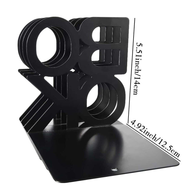 2Pcs BOOK END Letter-shaped Metal Desktop Office Bookends Board Retractable - Chys Thijarah
