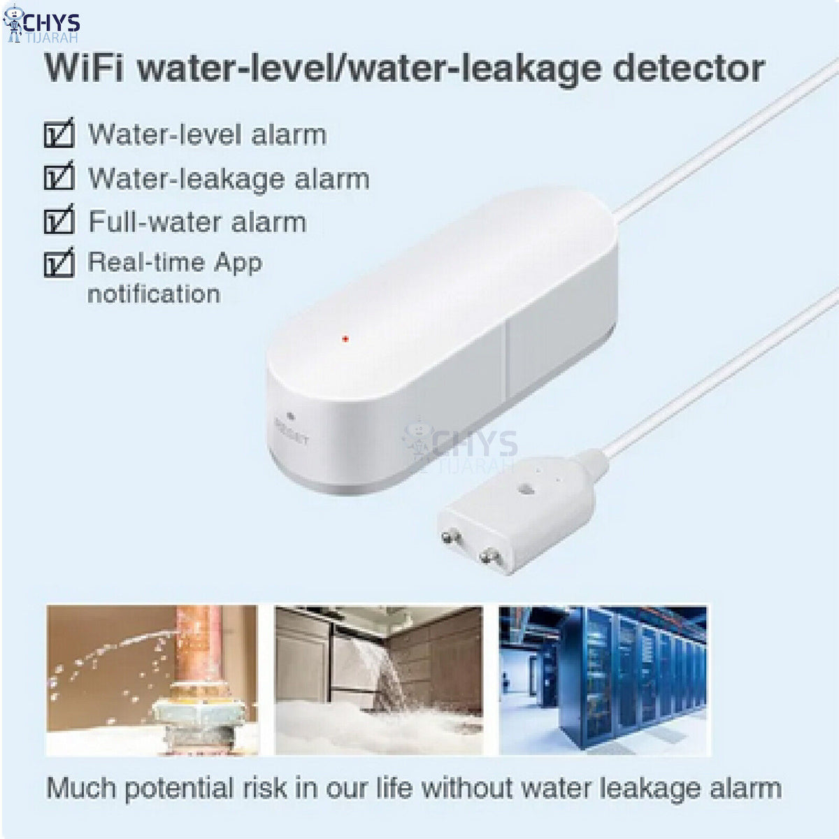 Smart Overflow Sensor Smart WiFi Water Leak Sensor Flood Tuya Leakage Level Overflow Detecto