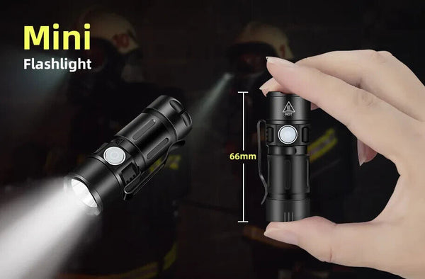 Mini Torch LED Rechargeable Flashlight High Power CampingTorch with Tail Magnet - Chys Thijarah