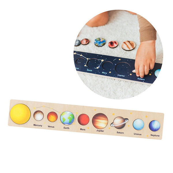 Wooden Solar System Puzzle Montessori Educational Toy Space Puzzle Kids Gifts - Chys Thijarah
