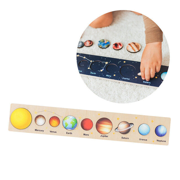 Wooden Solar System Puzzle Montessori Educational Toy Space Puzzle Kids Gifts - Chys Thijarah