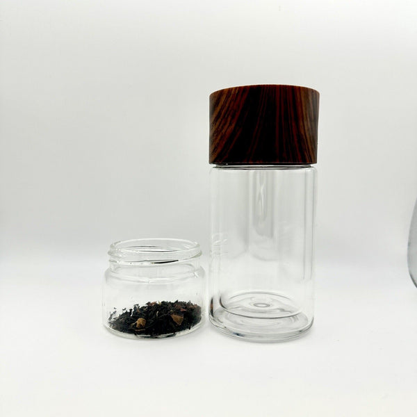 Tea separated double-layered Insulated glass tumbler with Wood Color - Chys Thijarah