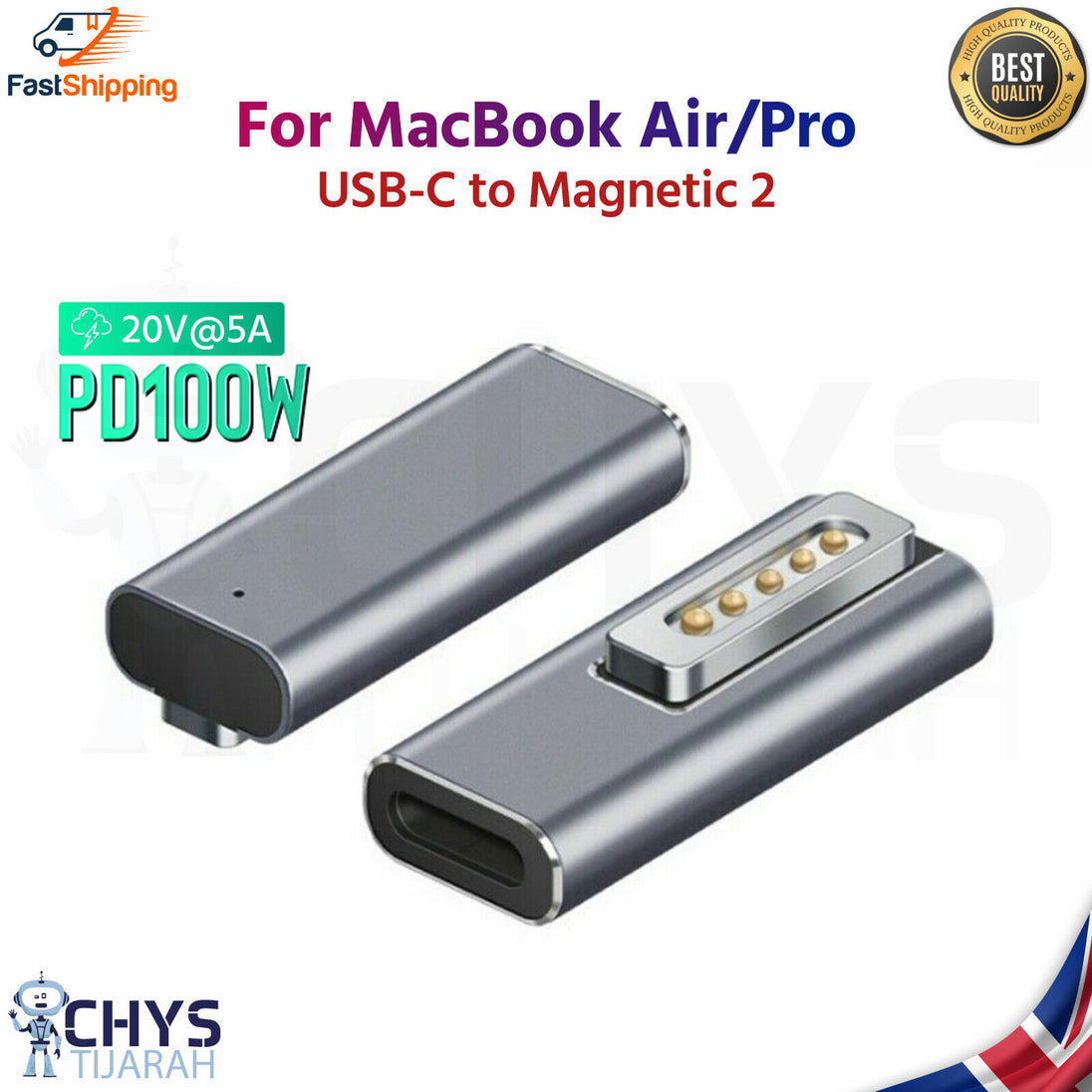 USB-C to Magsafe2 For MacBook Air/Pro Fast Charging Magnet Plug Converter (LED) - Chys Thijarah