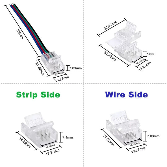 10mm 4pin IP20 IP65 RGB Tape Lights Connector Fixing Clamp Quick Connection - Chys Thijarah