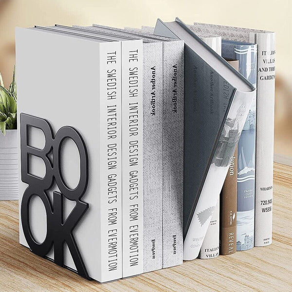 1 Set BOOK END Letter-shaped Metal Desktop Office Bookends Board Retractable - Chys Thijarah