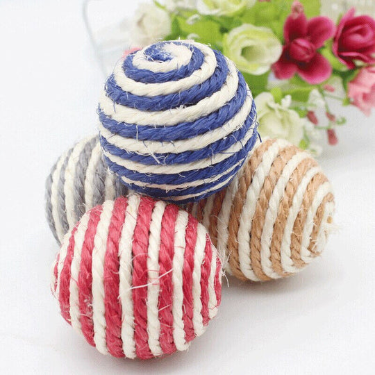 Cat Pet Sisal Rope Woven Ball Chewing Rattle Scratching Toy - Chys Thijarah