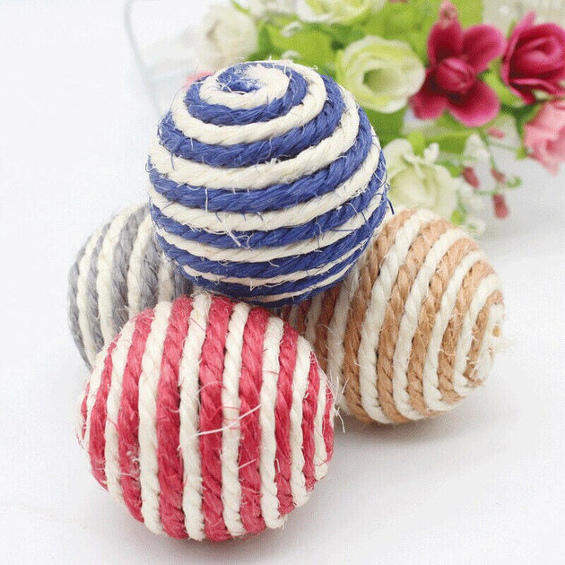 Cat Pet Sisal Rope Woven Ball Chewing Rattle Scratching Toy - Chys Thijarah