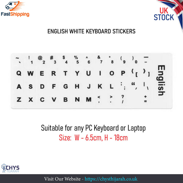 English White KEYBOARD STICKERS  Letter Replacement For Laptop PC - Chys Thijarah