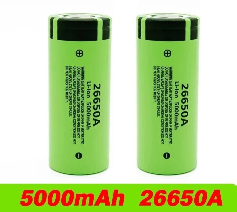 2* Battery For Panasonic 26650A 3.7V 5000mAh High Capacity 26650 battery - Chys Thijarah