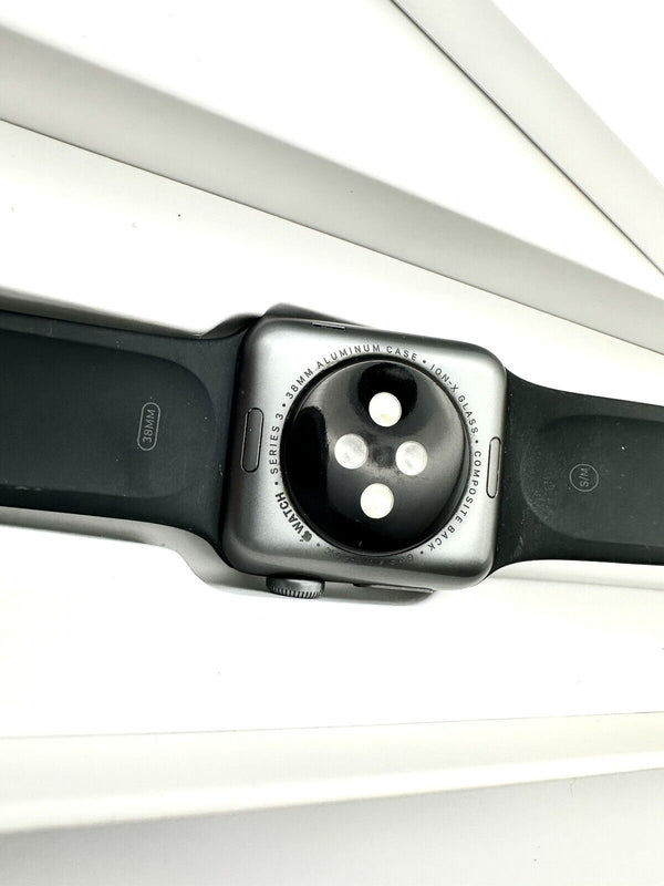 Apple Watch Series 3 38mm GPS Space Grey Aluminium Case with Black Sport Band. - Chys Thijarah
